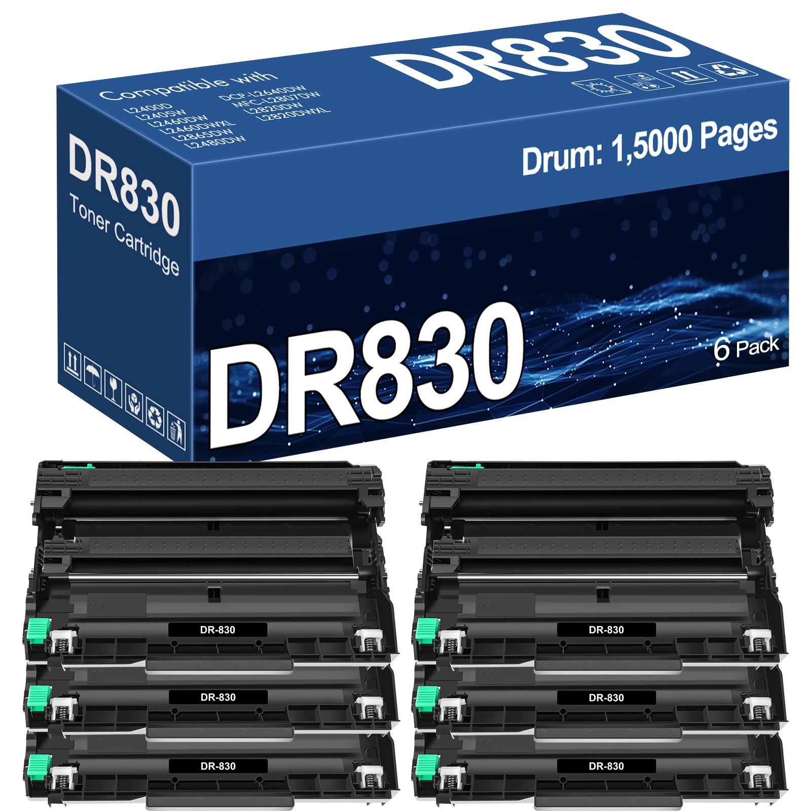6PK DR830 Drum Unit Replacement for Brother HL-L2467DW HL-L2480DW HL-L2865DW