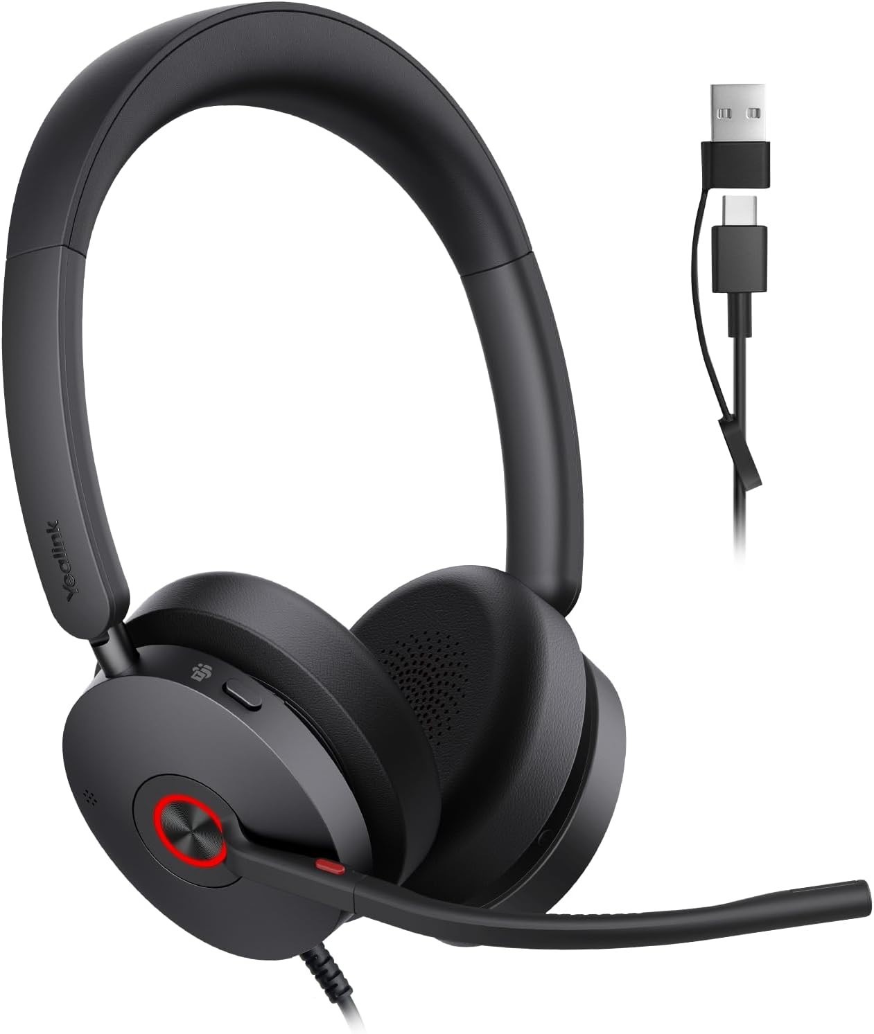 Yealink UH48 ANC Wired USB-C/A Headset W/6 AI Noise Canceling Microphones, Teams