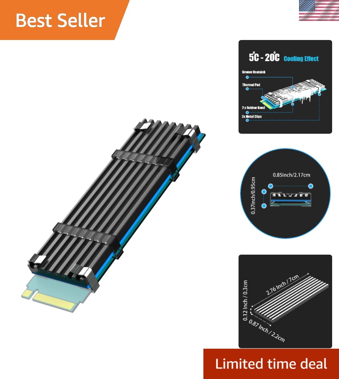 Aluminum M.2 Heatsink and Thermal Pad - Enhance PS5 & PC SSD Performance