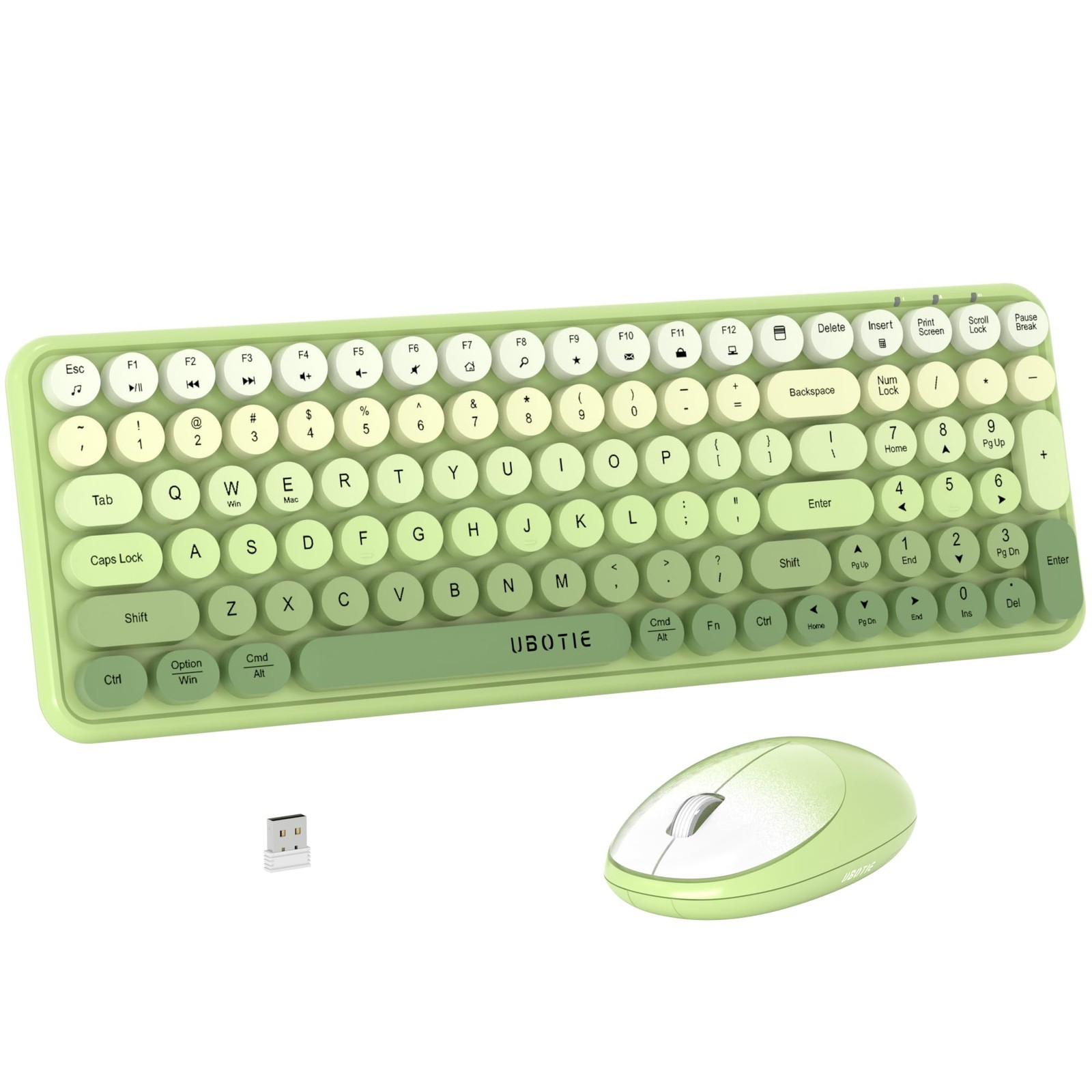 Wireless Keyboards Mouse Combo Green Gradient Ergonomic PC Laptop Computer