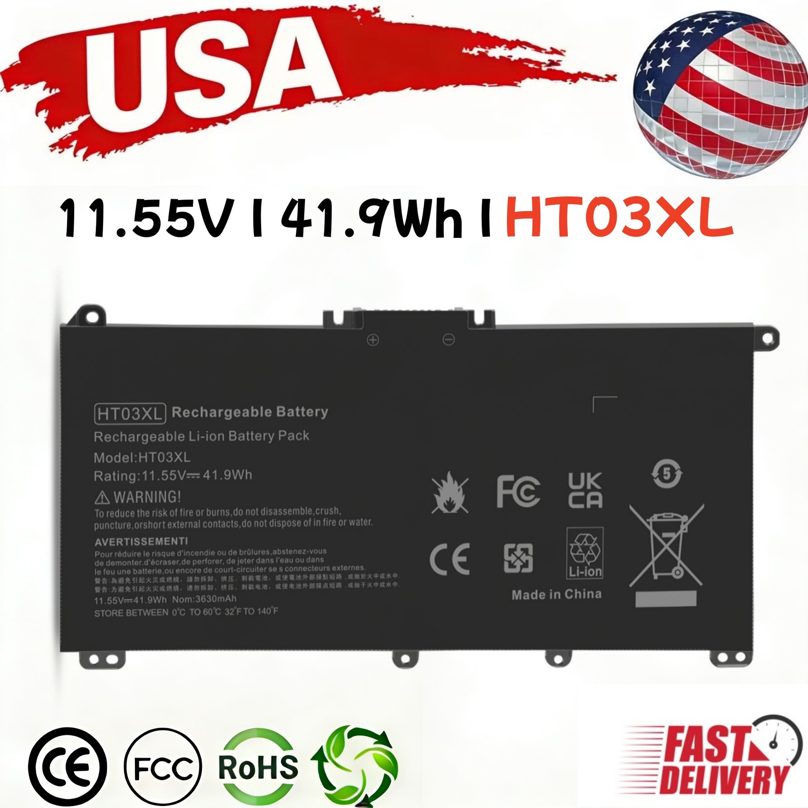 ✅HT03XL Battery for HP 240 245 250 255 G7 Series Pavilion 14-DQ0000 HSTNN-IB8O