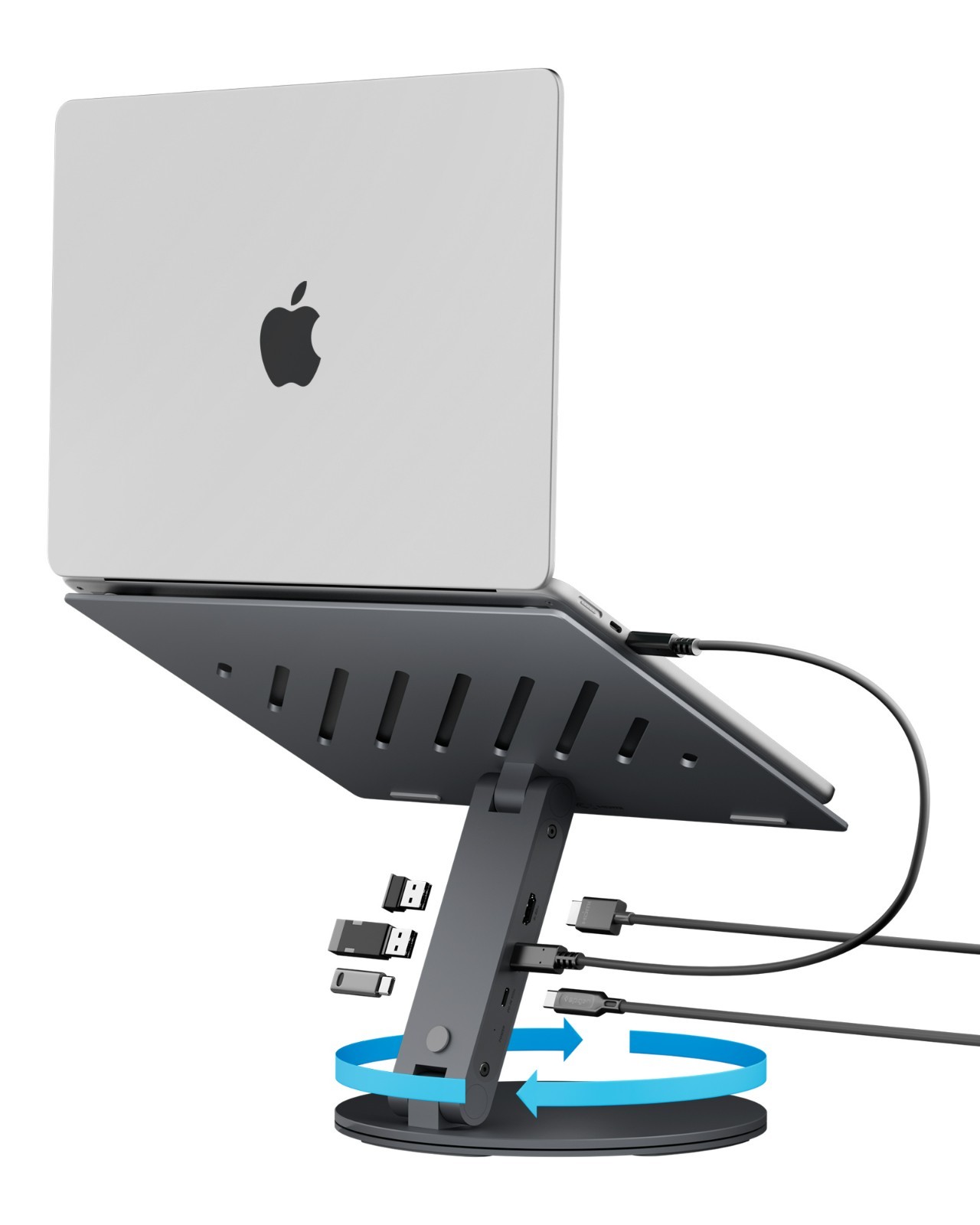 Spigen Swivel Adjustable ArcDock Laptop Stand LD204H w/ Integrated USB Hub
