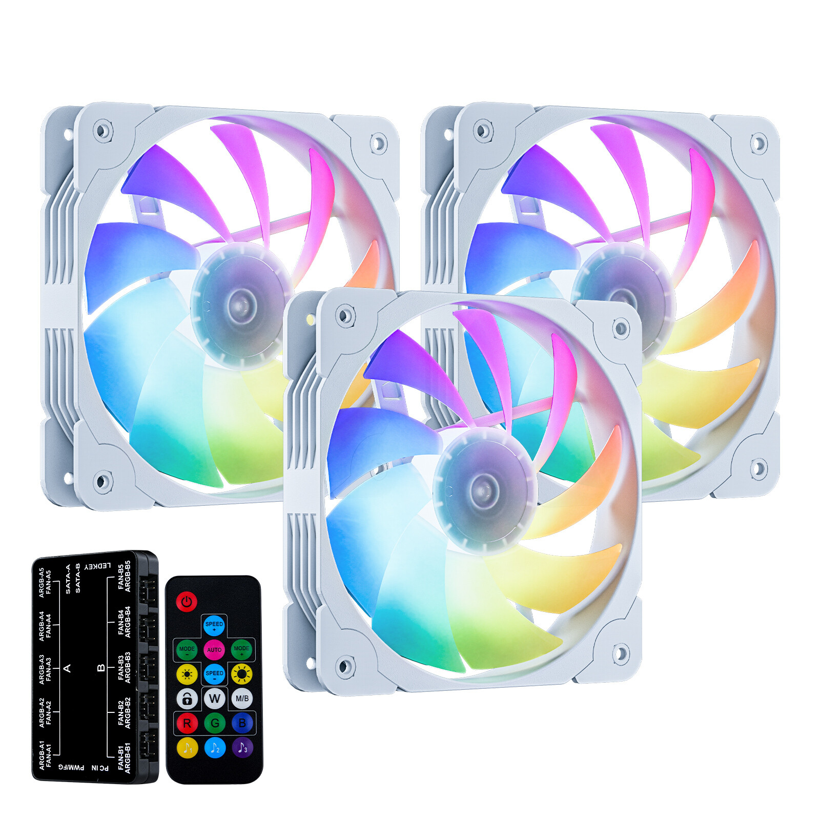 Vetroo SA-140 3-Pack 140mm ARGB & PWM LED PC Computer Case PC Cooling Fans