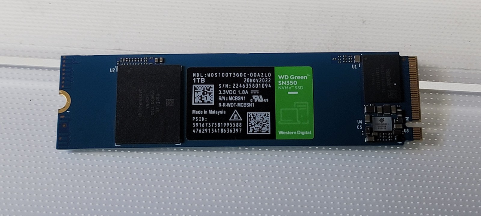 WD Green SN350 1TB NVMe M.2 2280 Internal SSD WDS100T3G0C Tested 95% Health