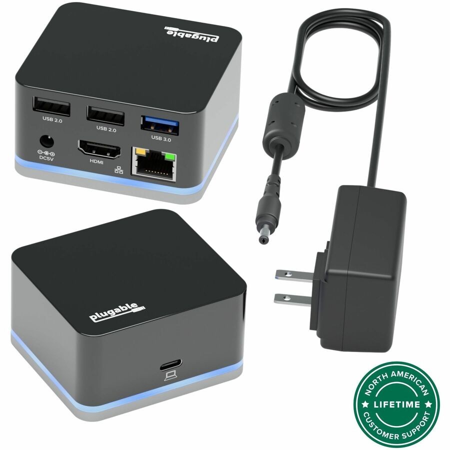Plugable USB-C Wired Cube Mini Docking Station - Compact HDMI, Gigabit Ethernet,