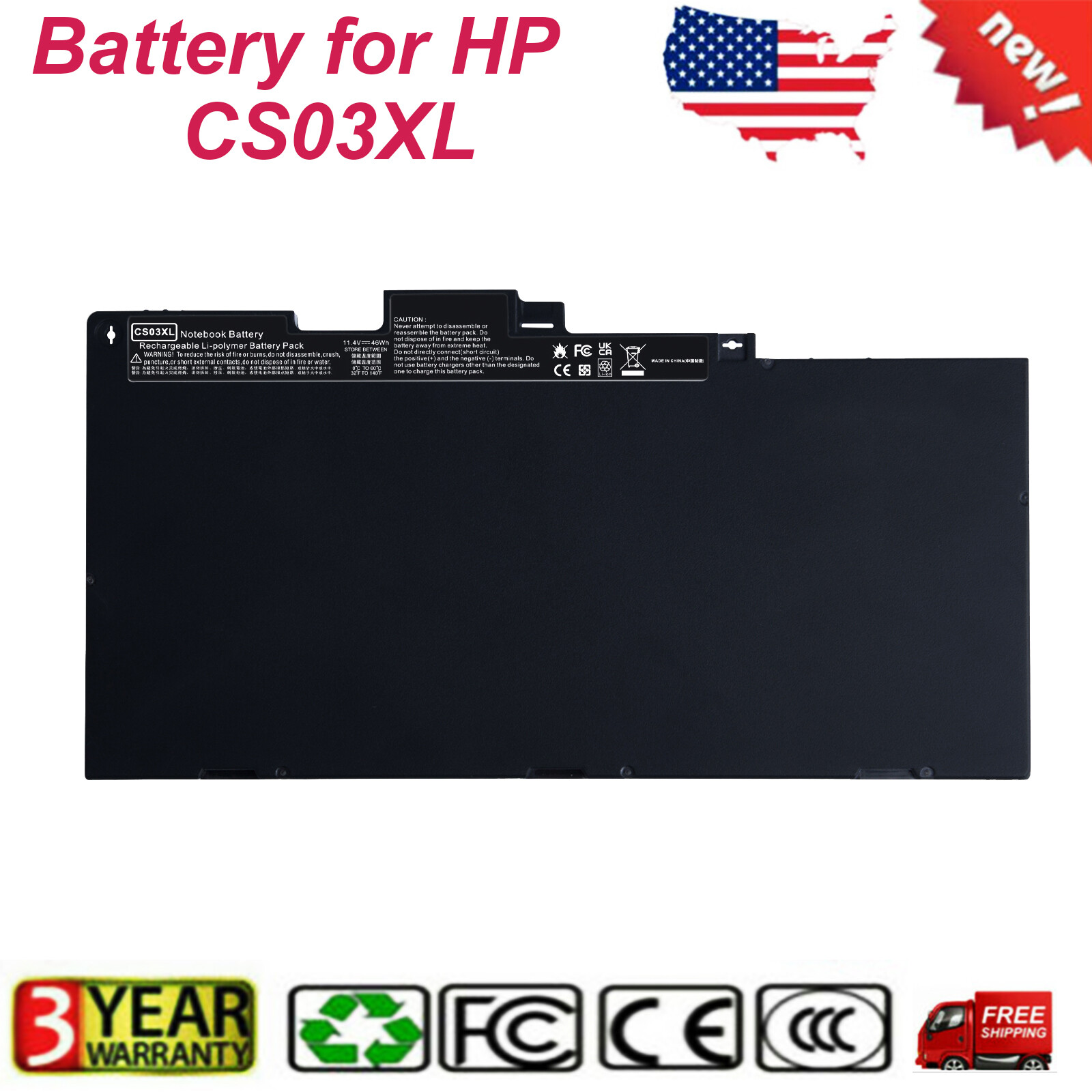 Replacement CS03XL Battery for HP Elitebook 745 840 G3 G4 800513-001 800231-141