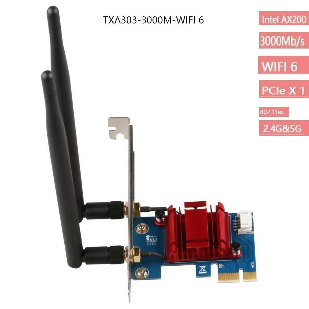 Intel AX200 Chip Wireless Wifi-6 LAN Card PCIe x1 2400Mbps WiFi Network Adapter