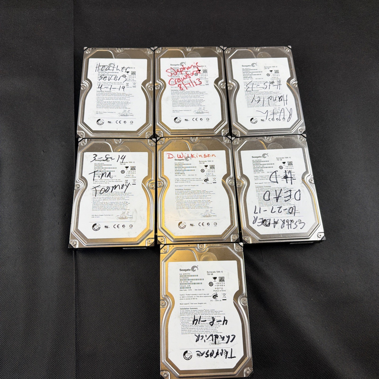 Lot of 7 SATA Seagate Barracuda ST3750525AS HDD 3.5" HDD Hard Drive 750GB Tested