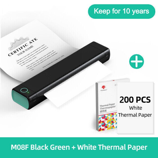 A4 Portable Mini Wireless Bluetooth Inkless Thermal Printer Tattoo Paper lot