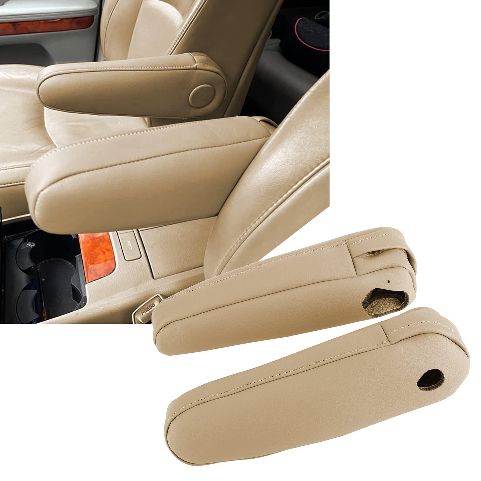 FZJDSD 2 pcs Beige Leather Seat Armrest Cover Compatible with Lexus 