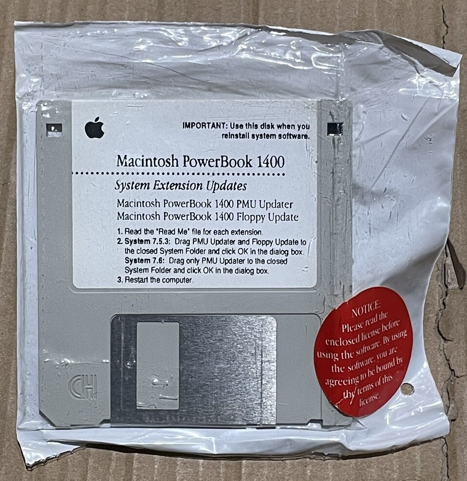 Macintosh PowerBook 1400 • System Extension Updates Floppy Disc Sealed