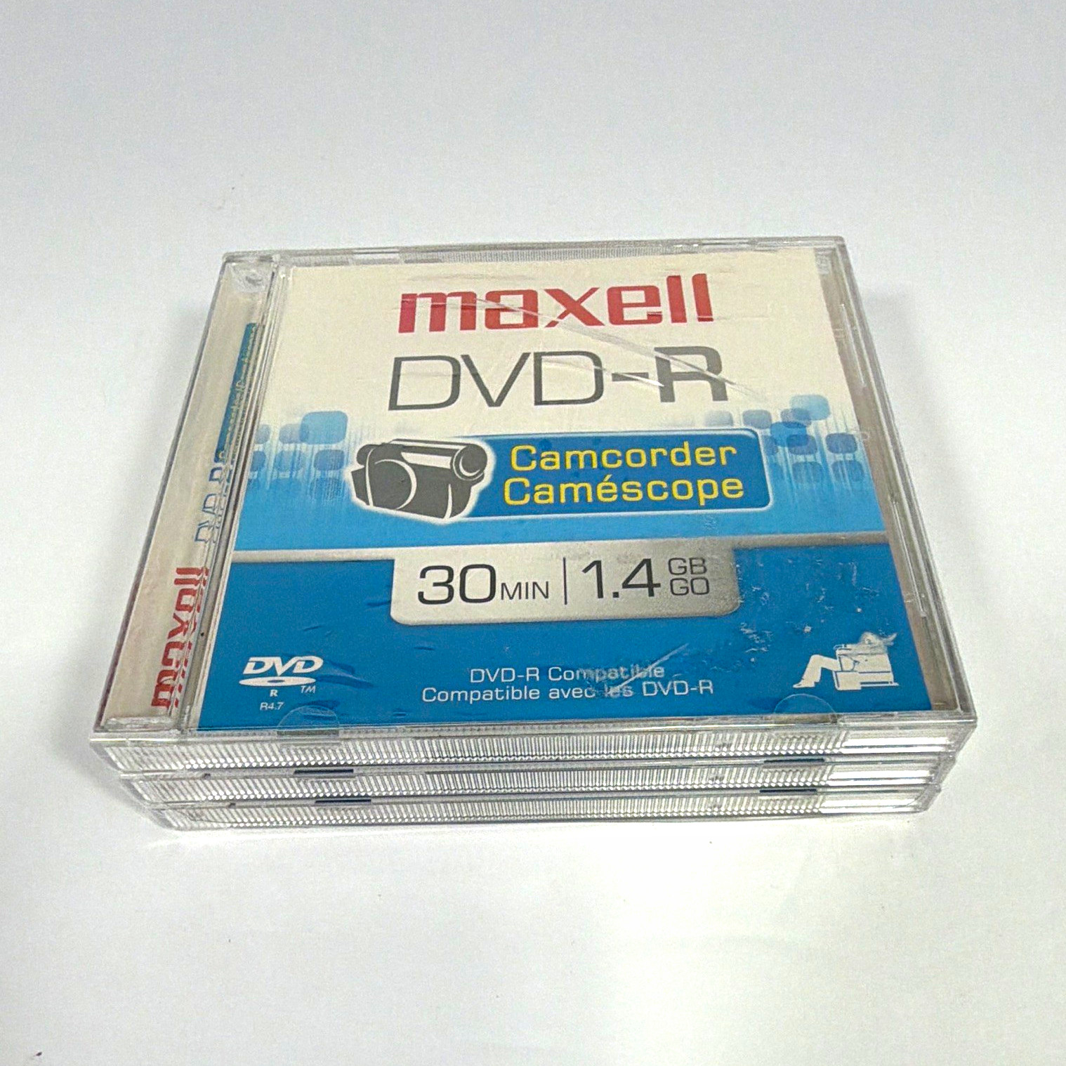 3 pack Maxell DVD-R Camcorder Disc 1.4GB 30 Min Recordable, Jewel Case