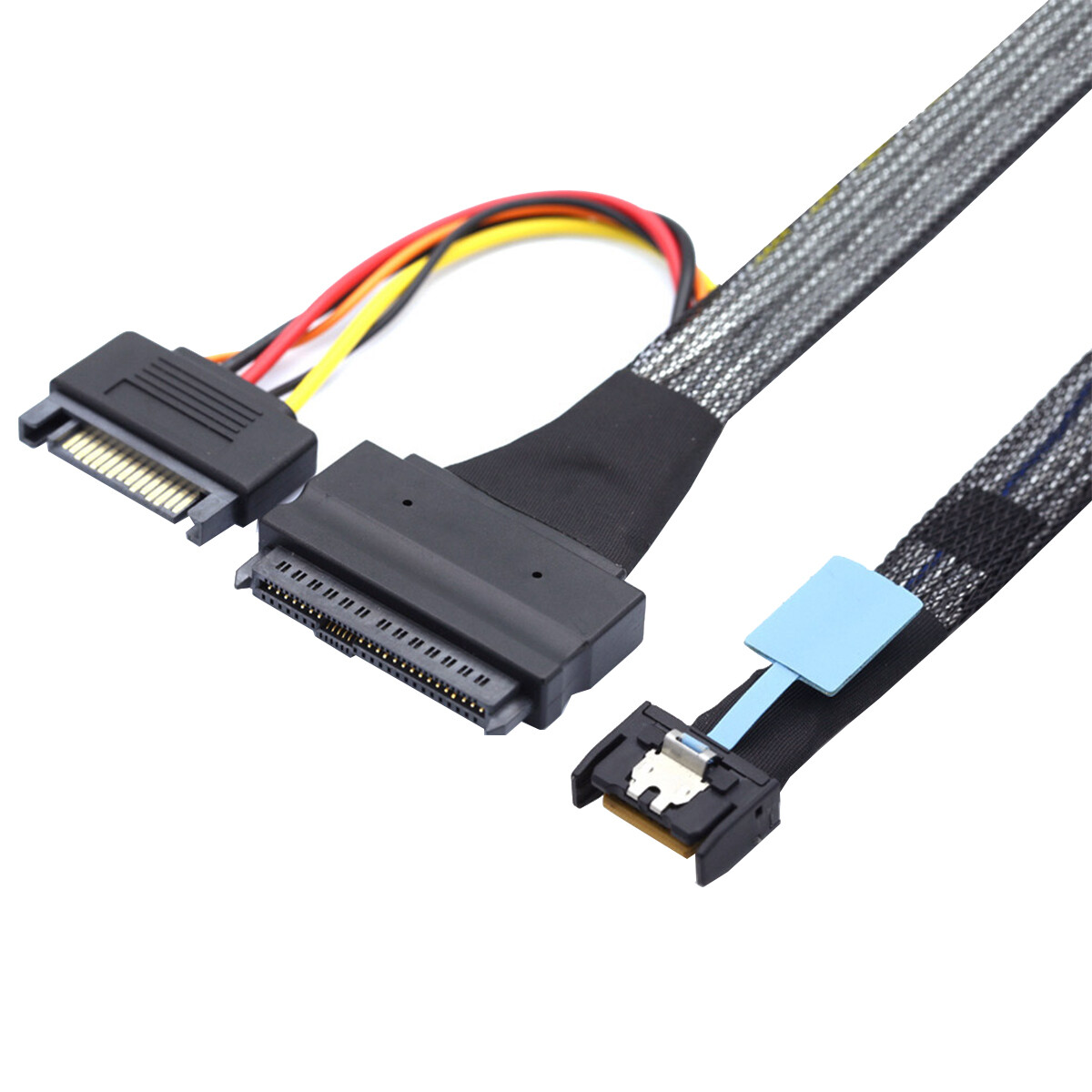 PCI-E 5.0 MCIO 4X 38Pin SFF-TA-1016 to U.2 SFF-8639 Cable with SATA Power 0.5M