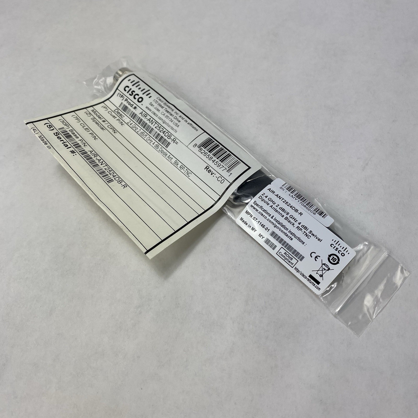 Cisco AIR-ANT2524DB-R Dual-Band Wireless Antenna Black 2.4 GHz/5 GHz (Lot of 10)
