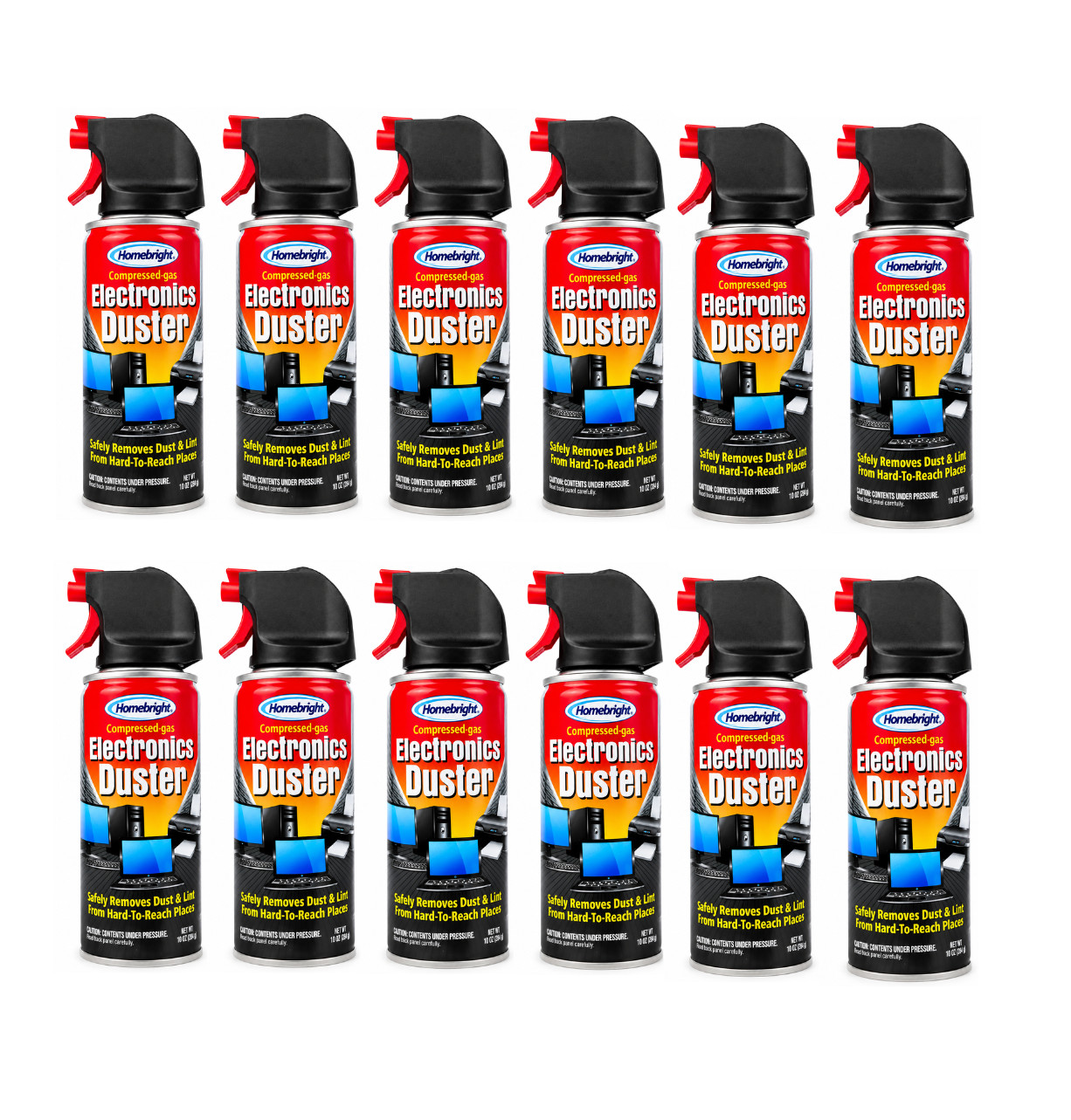 Homebright Electronics Duster 10 oz 12-Pack Compressed Gas Dust Remover