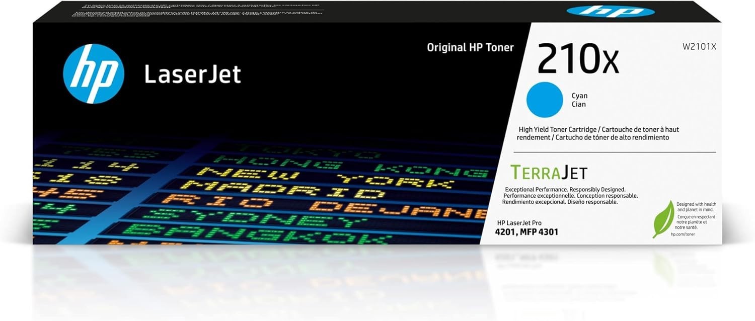 HP 210X Cyan High-Yield Toner Cartridge | W2101X LaserJet Pro 4201, Pro MFP 4301