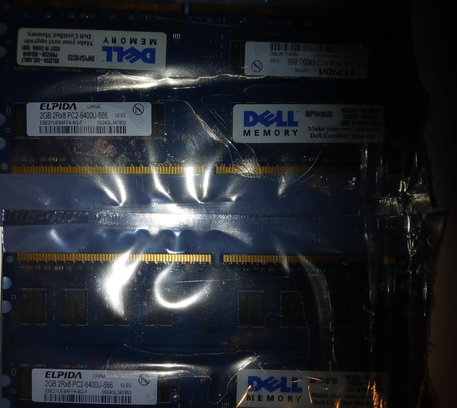 Elpida 2GB 2Rx8 PC2-6400U-666 200-Pin Dell Certified 4 modules total