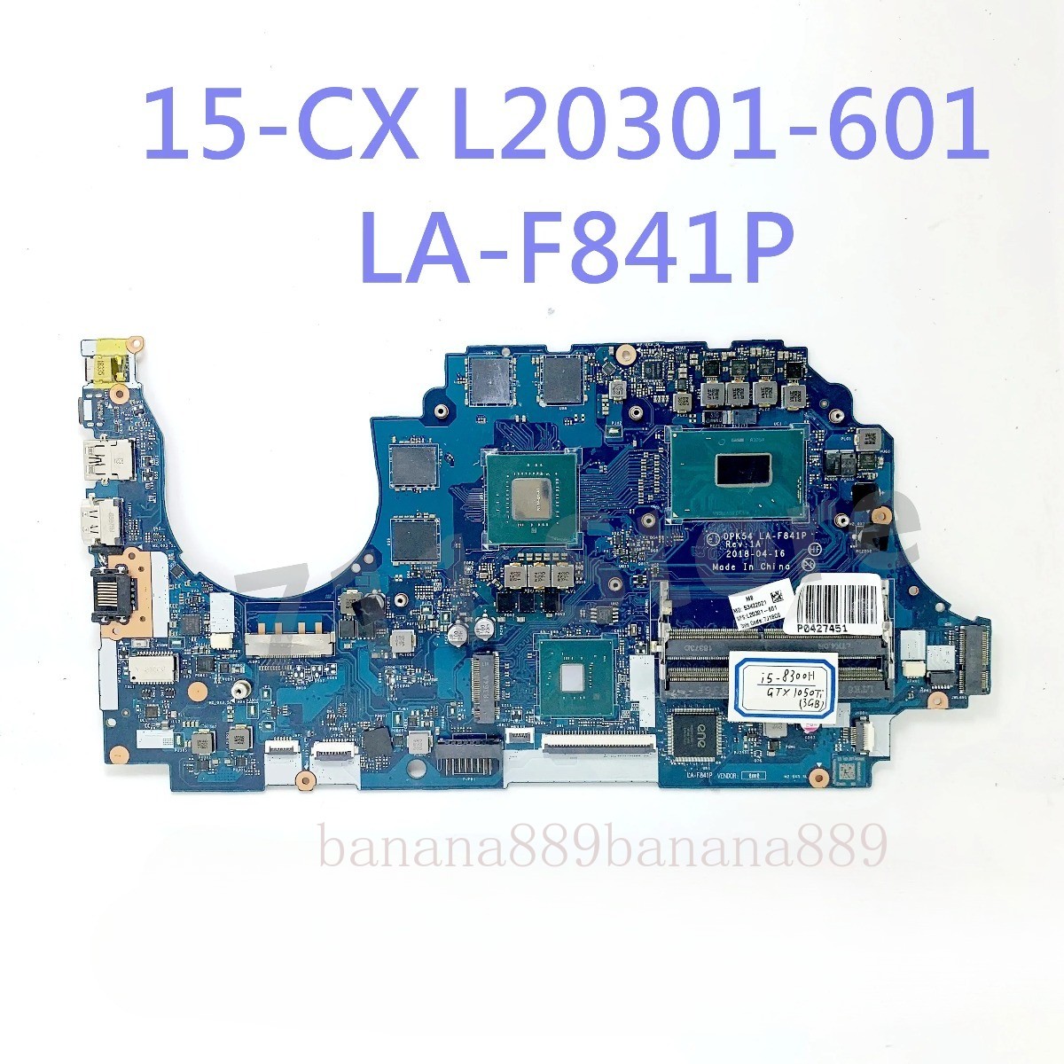 LA-F841P For HP 15-CX Motherboard W/ i5-8300H CPU DPK54 GTX1050 4GB 100% Tested