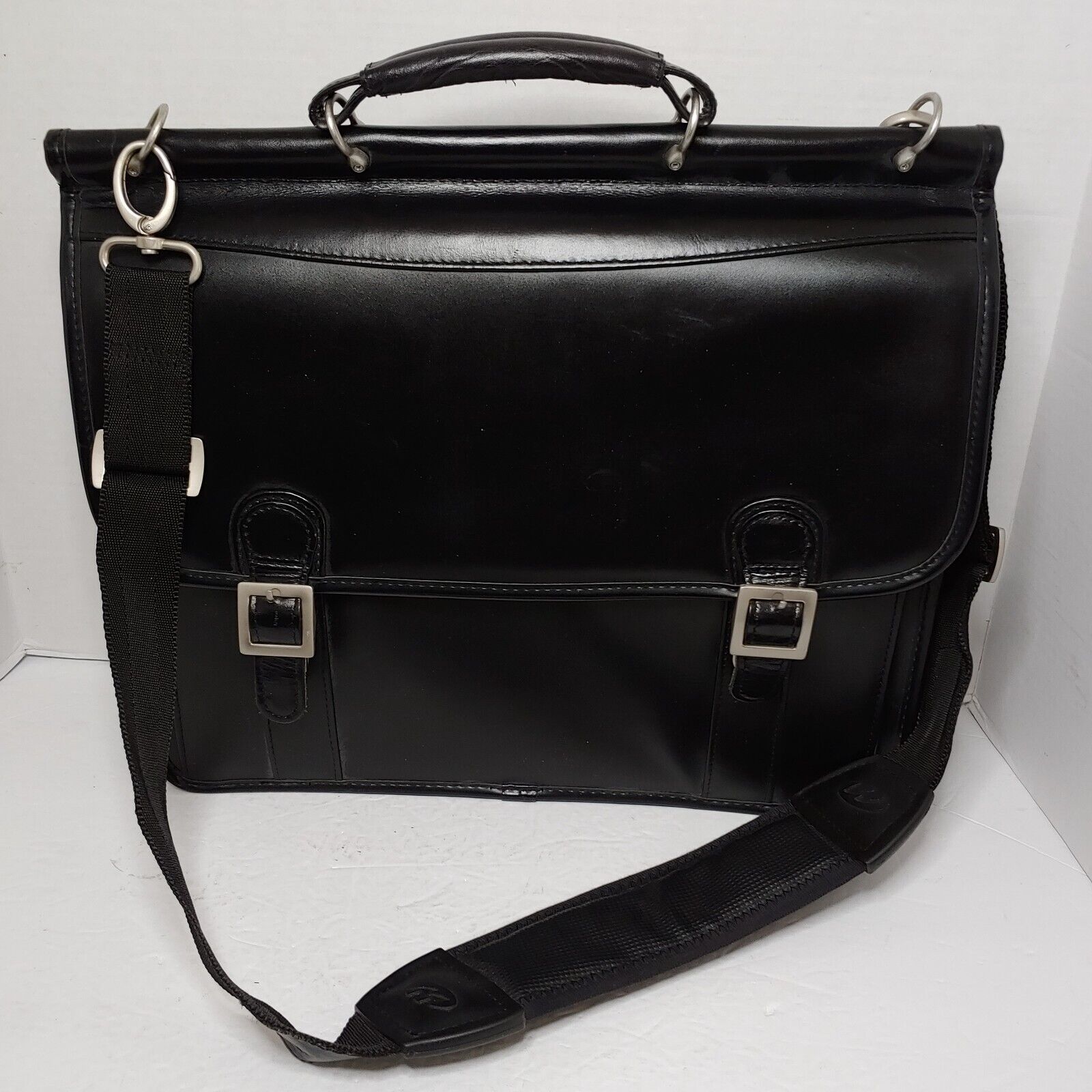 McKlein 15.6” Leather Double Compartment Laptop Briefcase Black