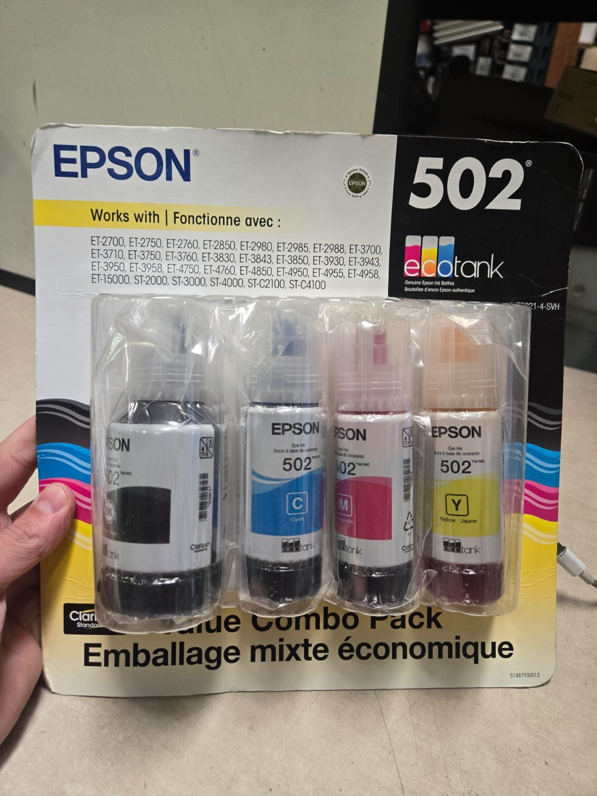 Epson 502 Ink Combo Pack for ECO-TANK ET-2850 3850 4850 Printers-OEM-4PK  2030