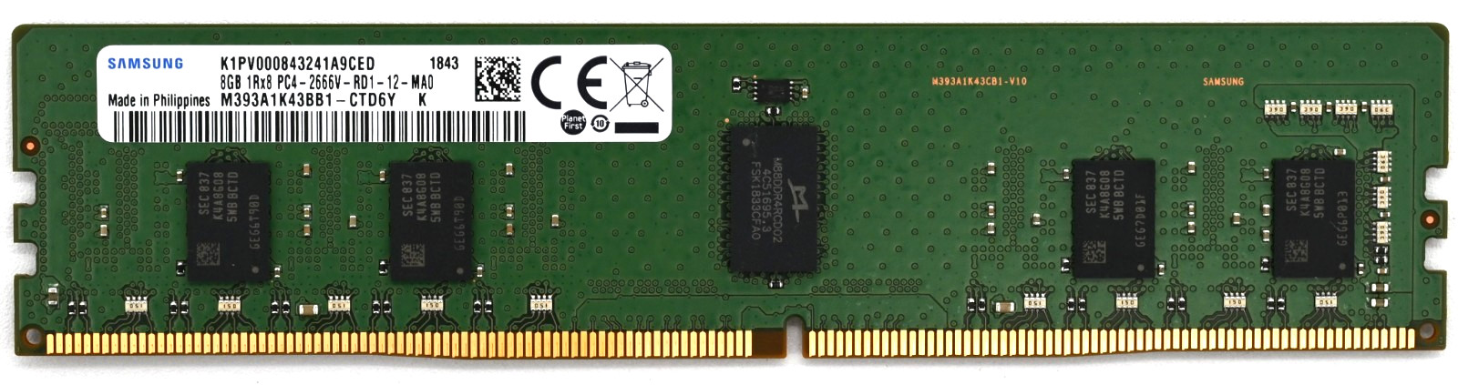Samsung 8GB DDR4 2666 MHz ECC REG RDIMM Server RAM 1Rx8 - M393A1K43BB1-CTD6Y