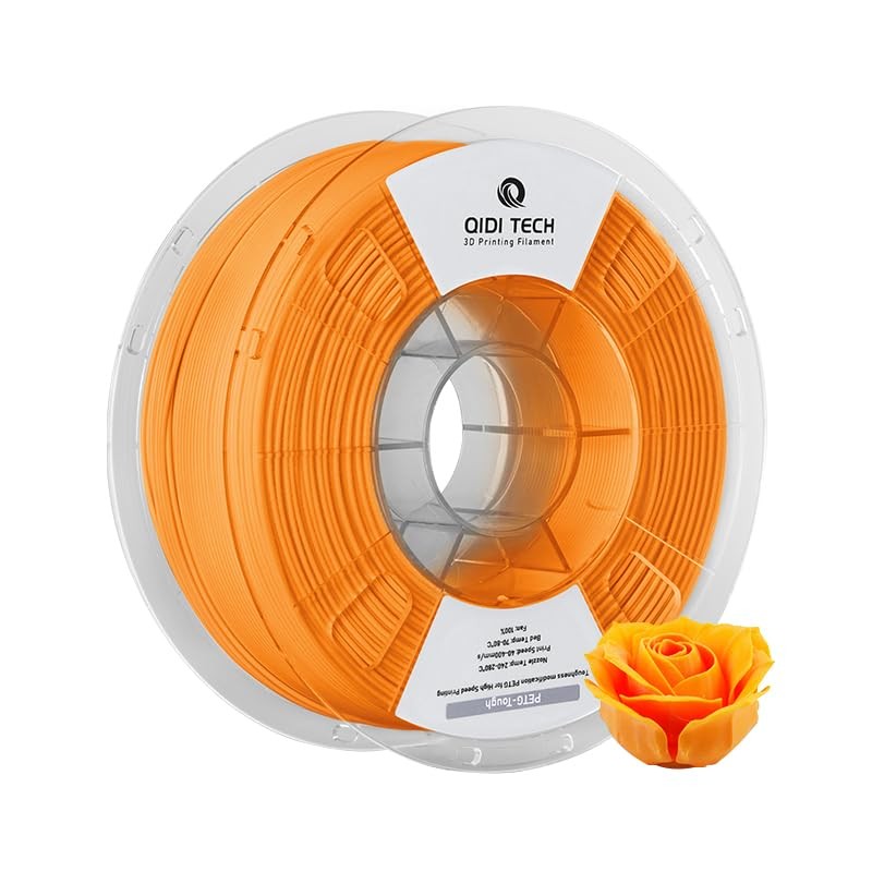 R QIDI TECHNOLOGY PETG-Tough 3D Printer Filament 1kg Spool (2.2lbs), Orange |...