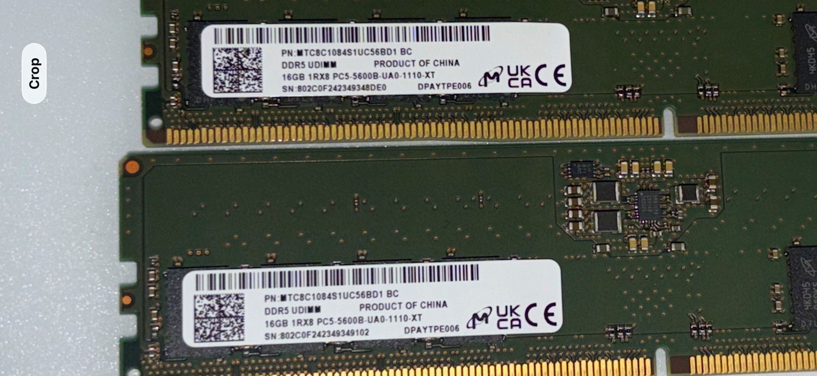 Micron 32GB (2x16GB) DDR5 UDIMM PC5-5600B 288-Pin Unbuffered MPN