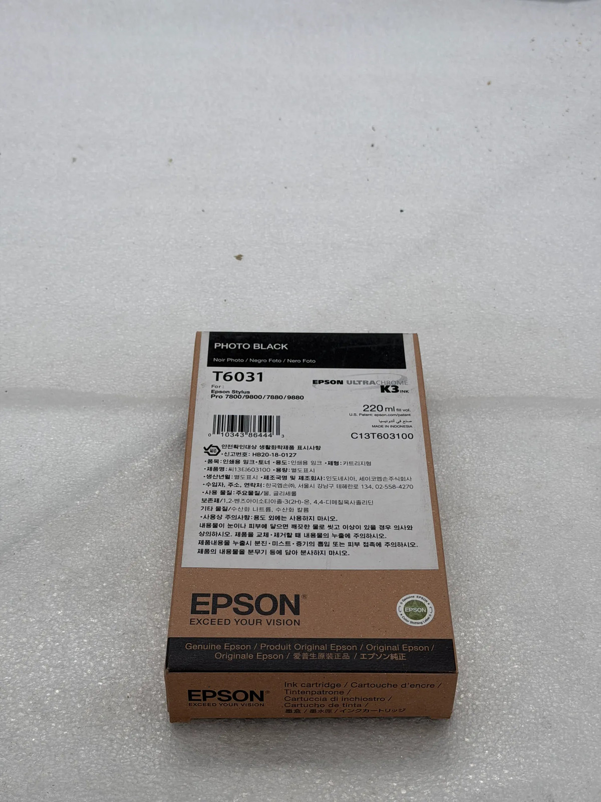 EPSON C13T603100 220ML PHOTO BLACK LARGE FORMAT PRINTER INK CARTRIDGE