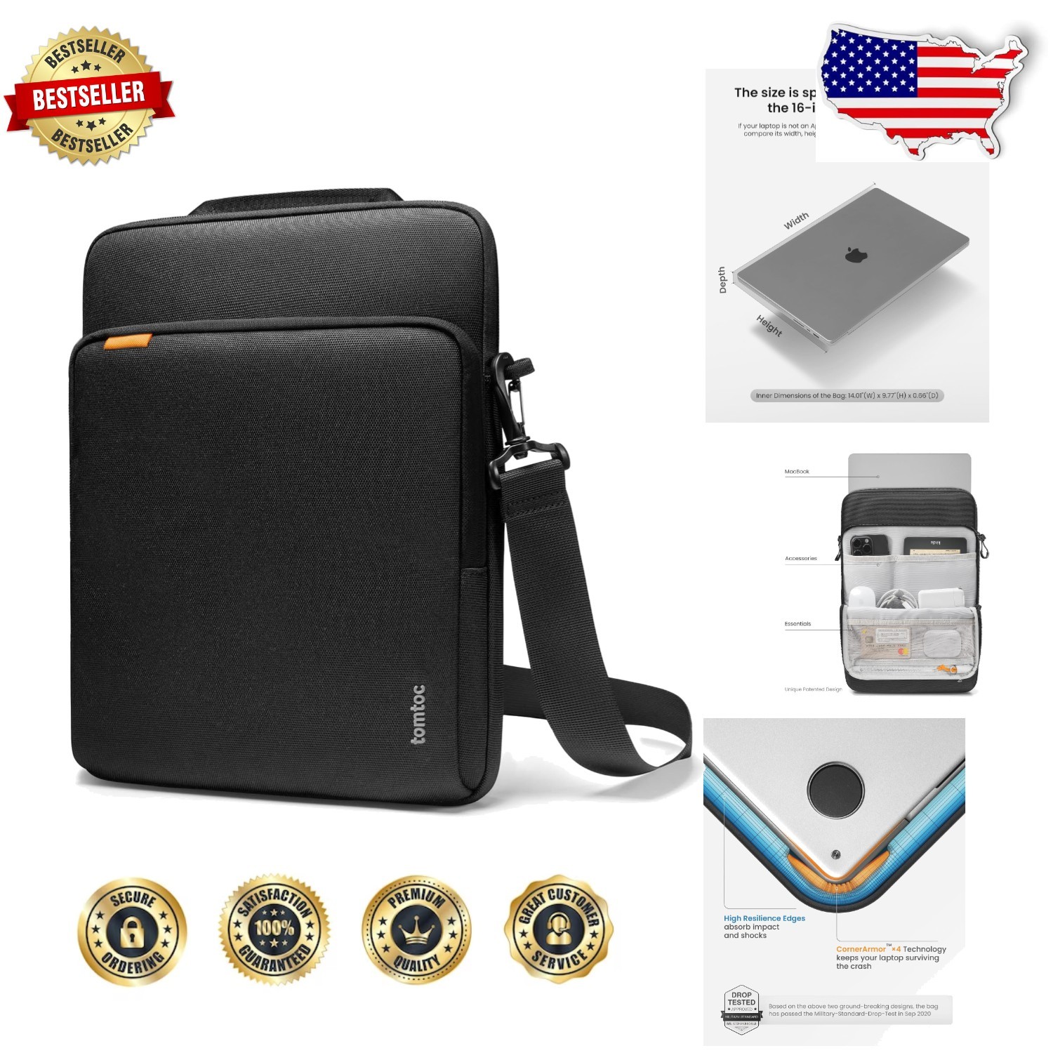 Durable 16" MacBook Pro Sleeve: Water-Resistant, Military-Grade, Slim Fit, Black