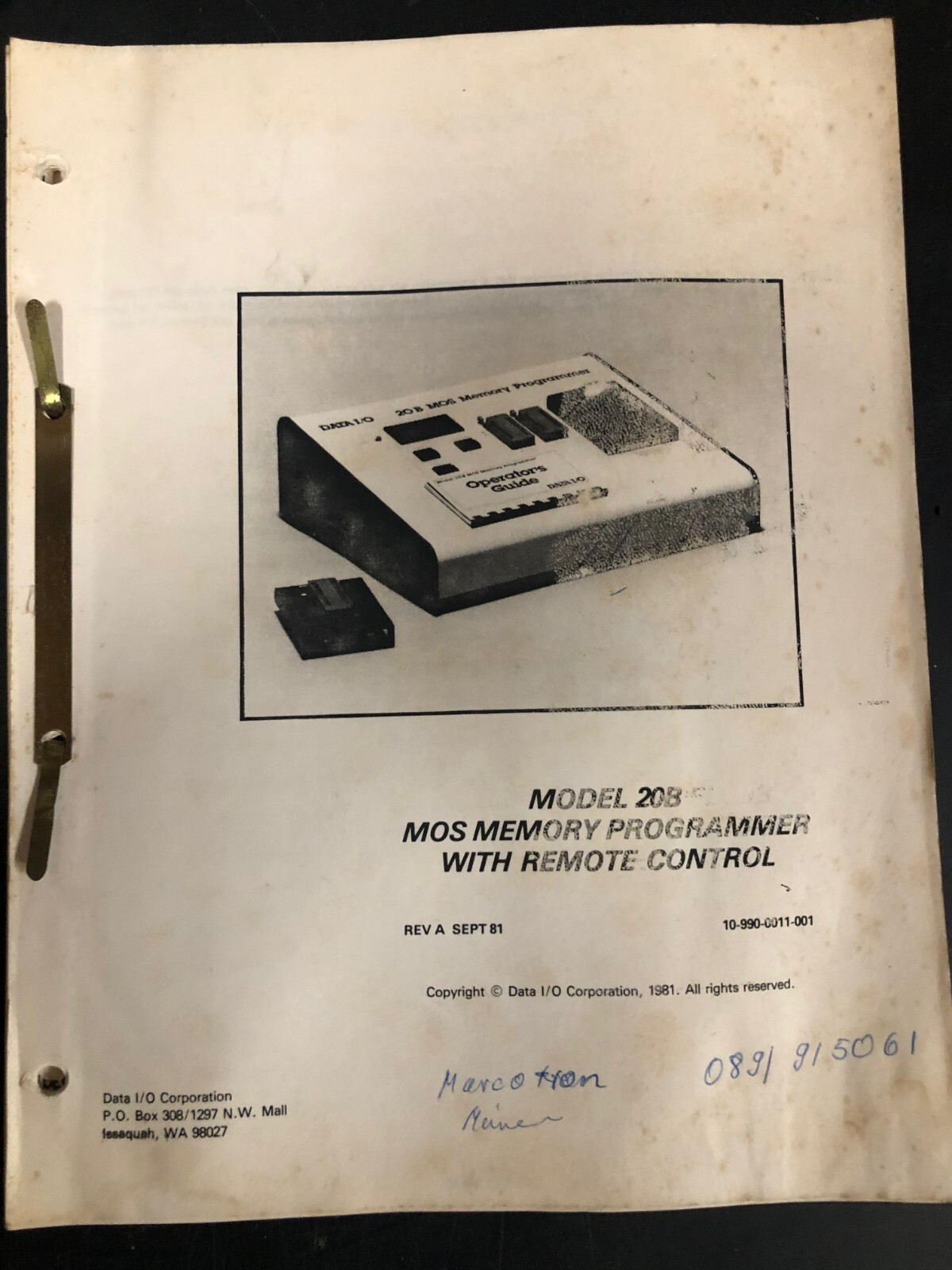 Vintage Wiring Diagrams + Description DATA I/O 20 B MOS MEMORY Progr. 990-0011-003