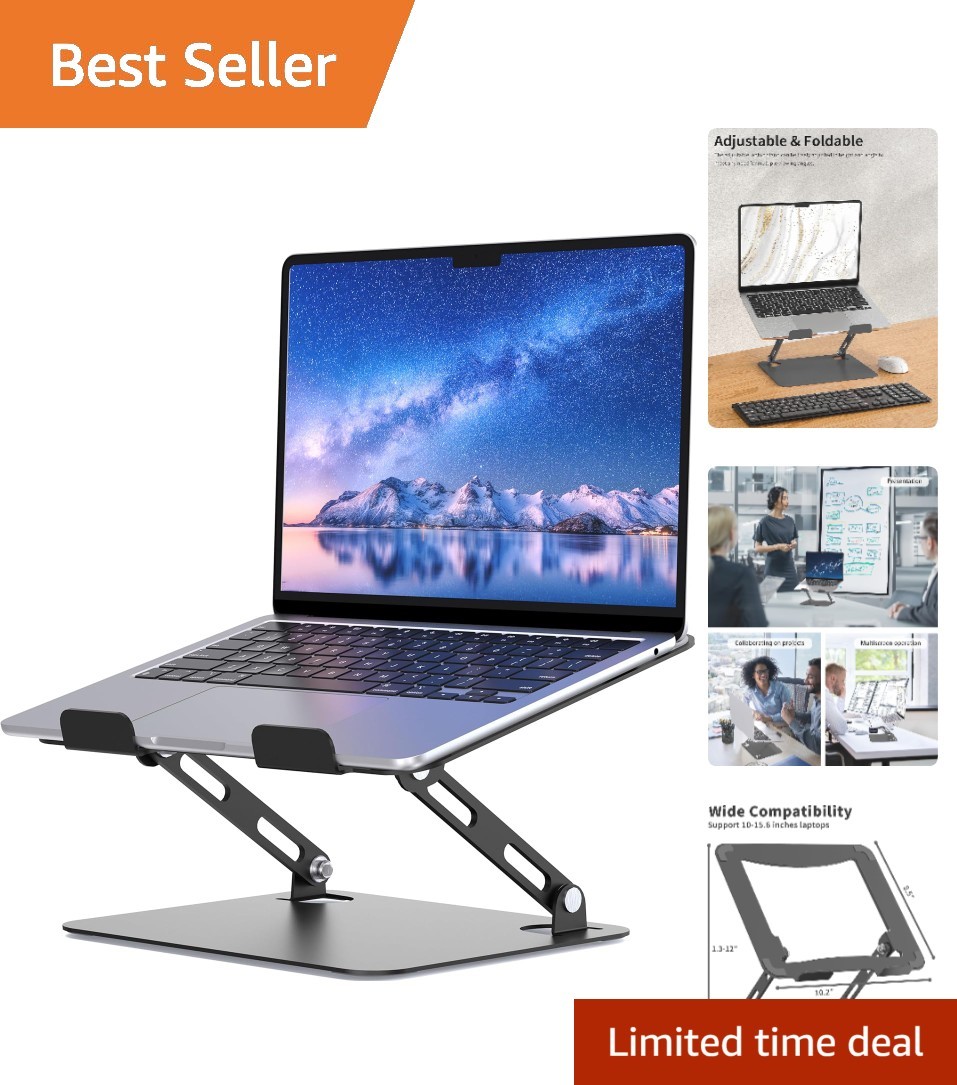 Sturdy Metal Laptop Mount - Foldable & Adjustable Stand for Enhanced Comfort