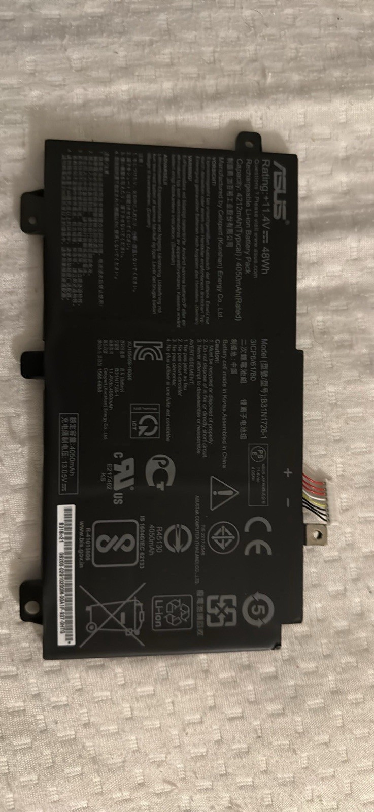 ASUS B31N1726 Li-ion Laptop Battery 11.4V 4050mAh 48Wh Black
