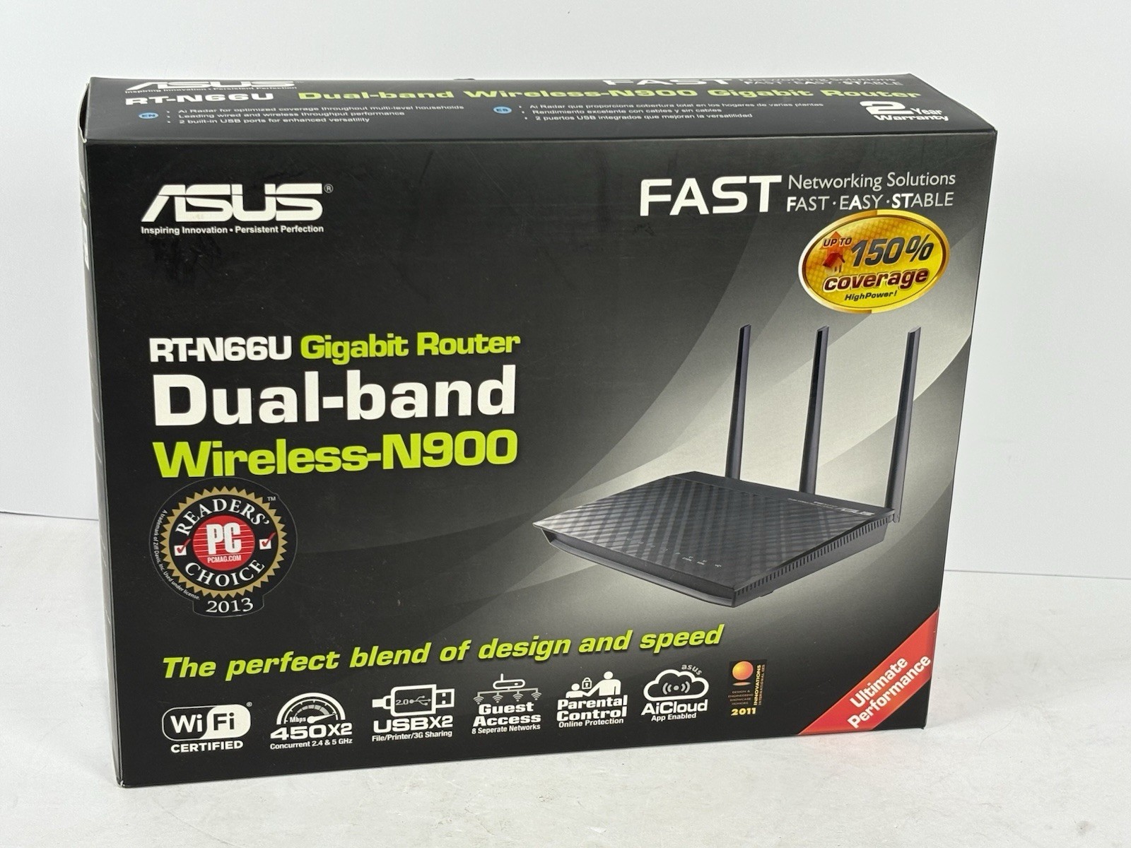 ASUS RT-N66U Gigabit Router Dual-Band Wireless-N900 WiFi Used Working