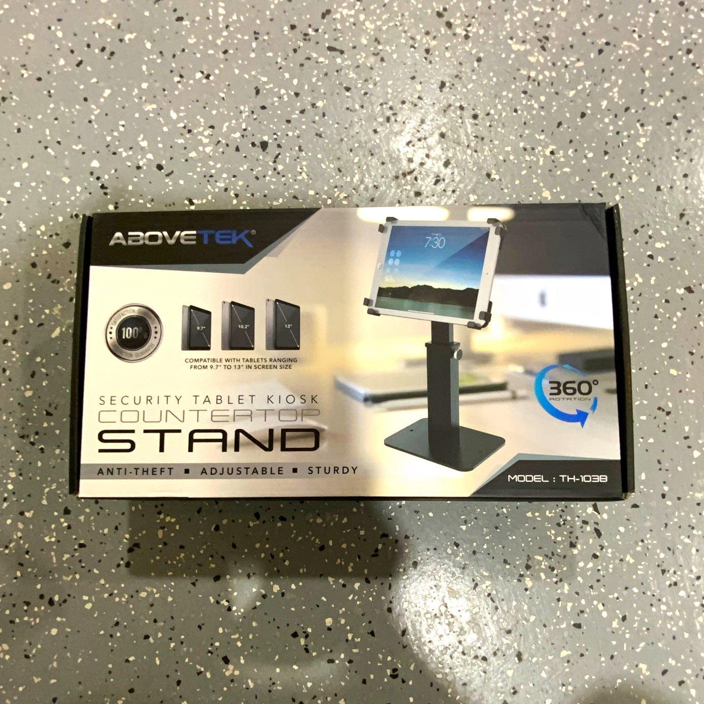 AboveTEK Anti-Theft Security Tablet Stand TH-1038 Black Rotating 9.7-13in