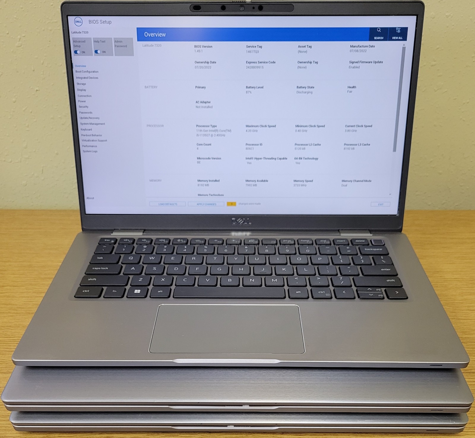 (Lot of 3)Dell Latitude 7320  i5-1135G7 2.40GHz 8GB DDR4  Iris Xe No OS/SSD