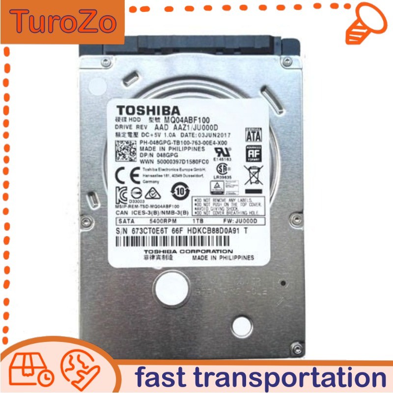 MQ04ABF100 Toshiba 1TB 5400RPM 128MB Cache SATA 2.5" Laptop HDD Hard Disk