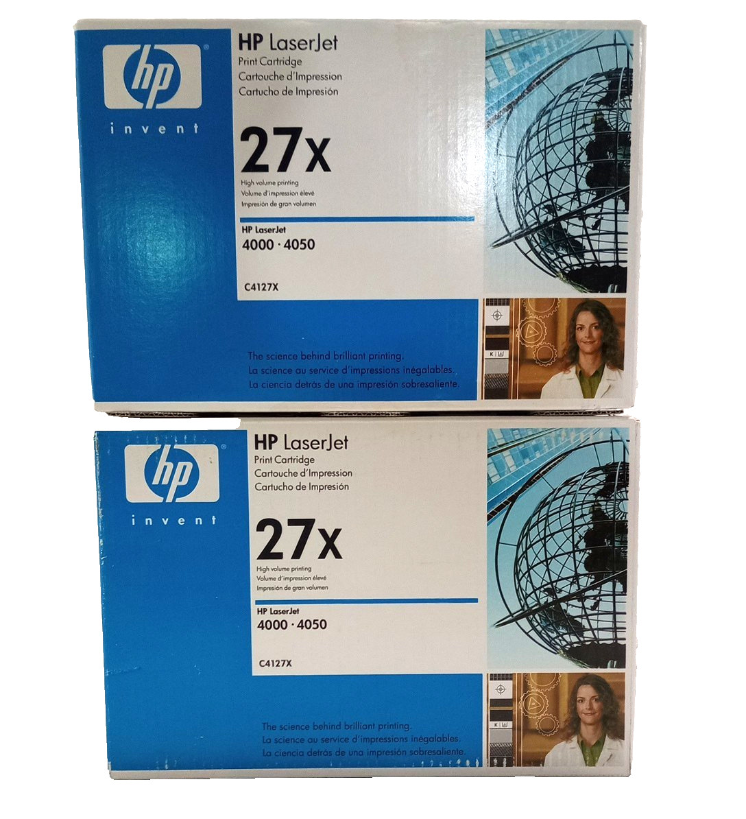 TWO HP 27X Dual Pack Black Toner Cartridges C4127D/C4127X HP LaserJet 4000/4050