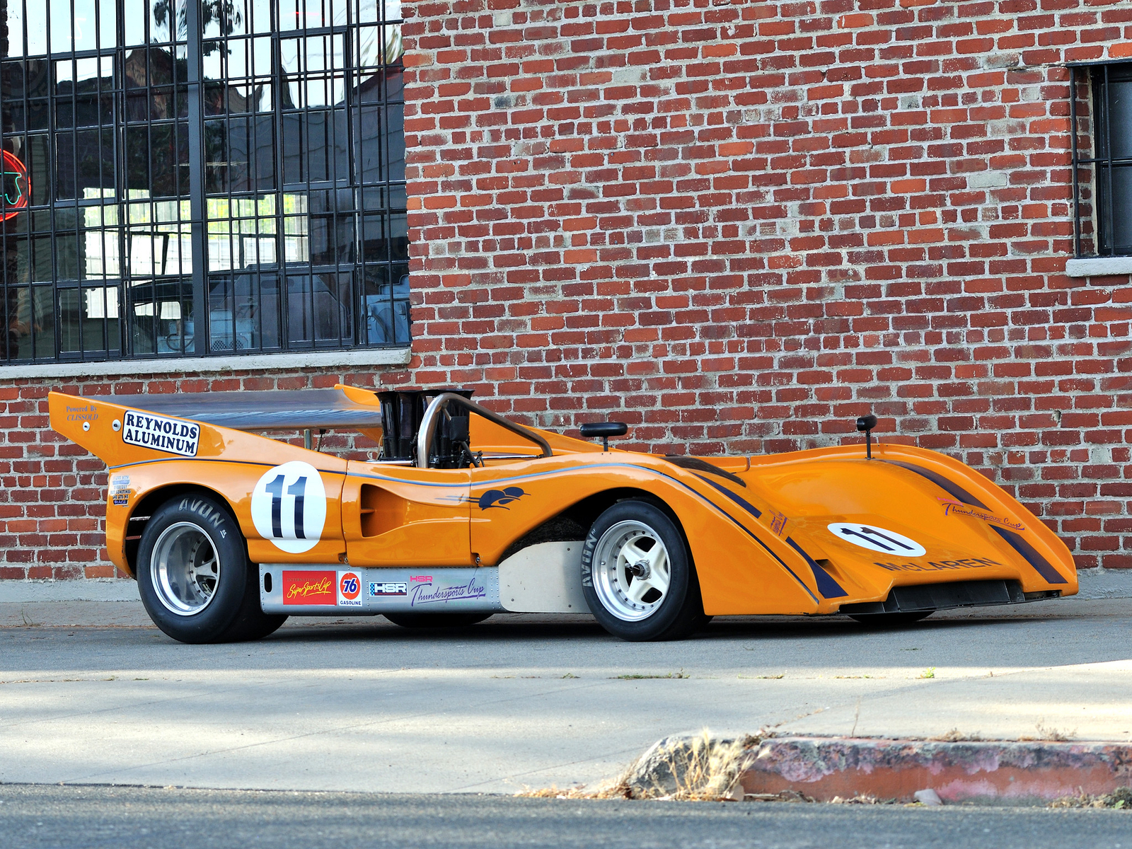 Cars 1971 mclaren m8e can am race Desk Mat Stitched