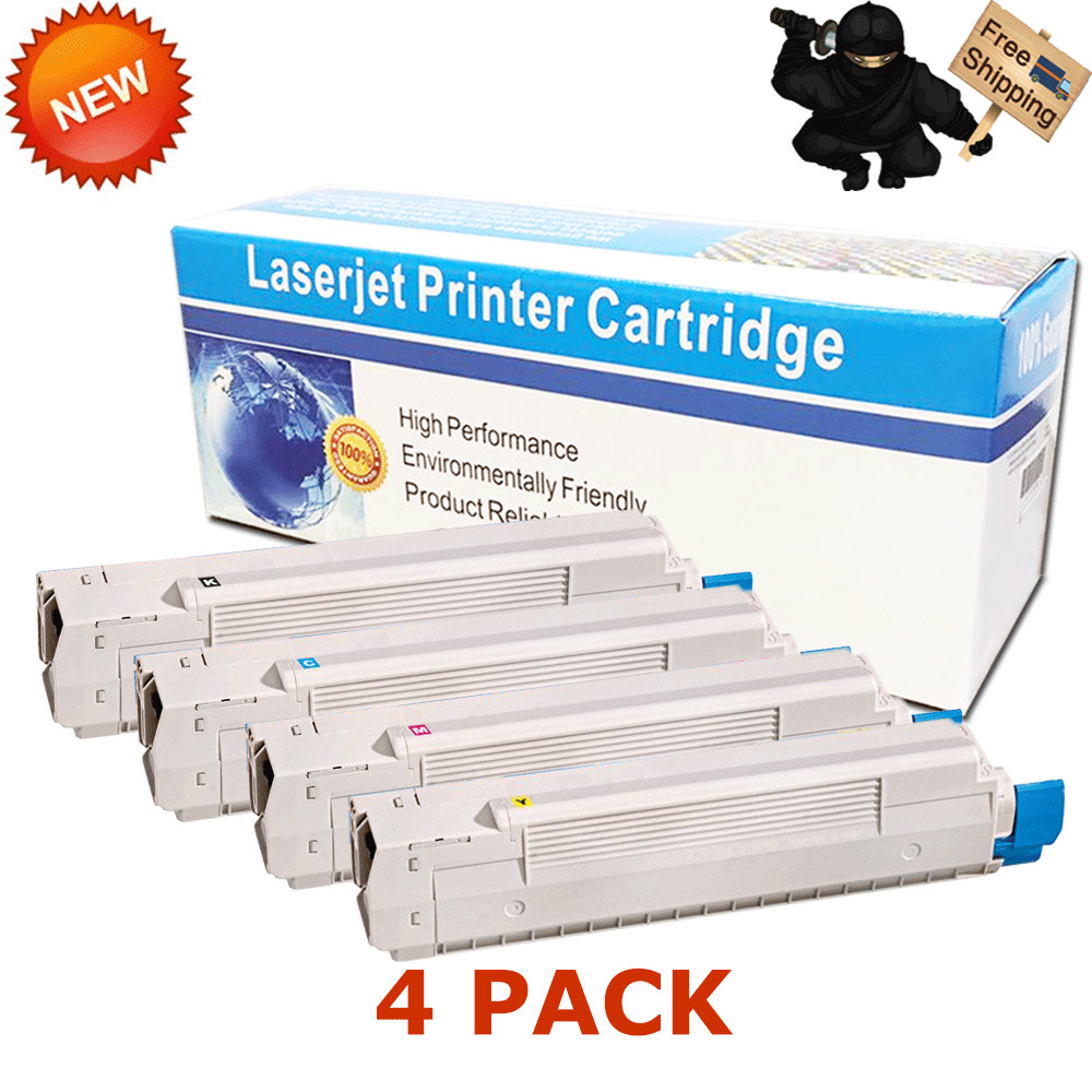 4 PK Black Cyan Magenta Yellow Toner Cartridge For Okidata Oki C8800 Series