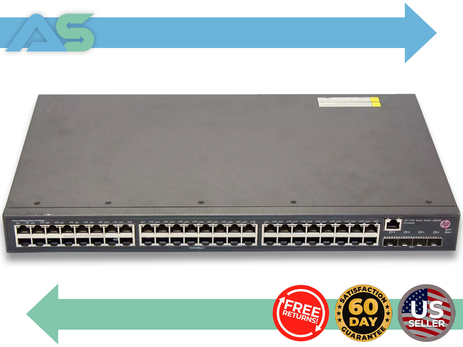 HP 5130 JG934A FlexNetwork 48-4SFP Port 10Gbex 100-240V 50-60 Hz Ethernet Switch