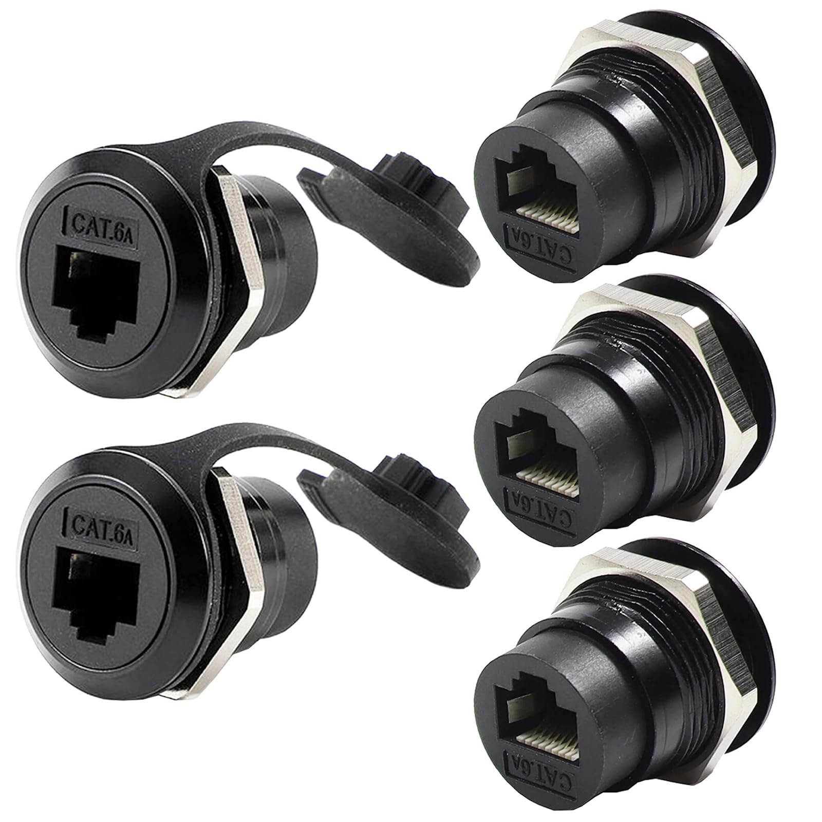 5 PCS Waterproof RJ45 Panel Mount Connector CAT6A/6/5E LAN Pass Through
