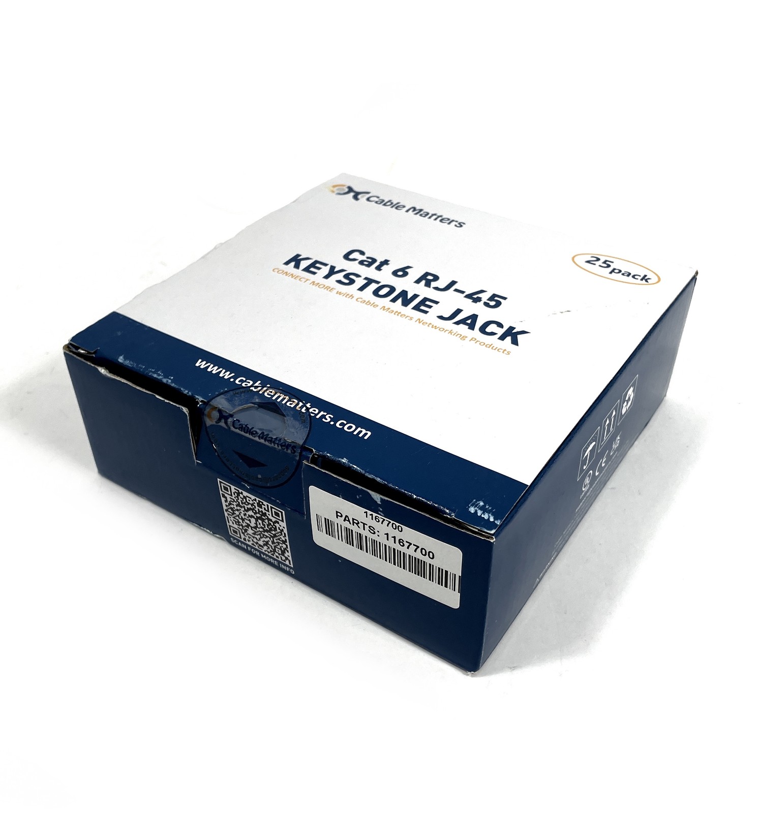NEW Cable Matters 25-Pack Cat6 RJ-45 Keystone Jack 180005x25-BLU