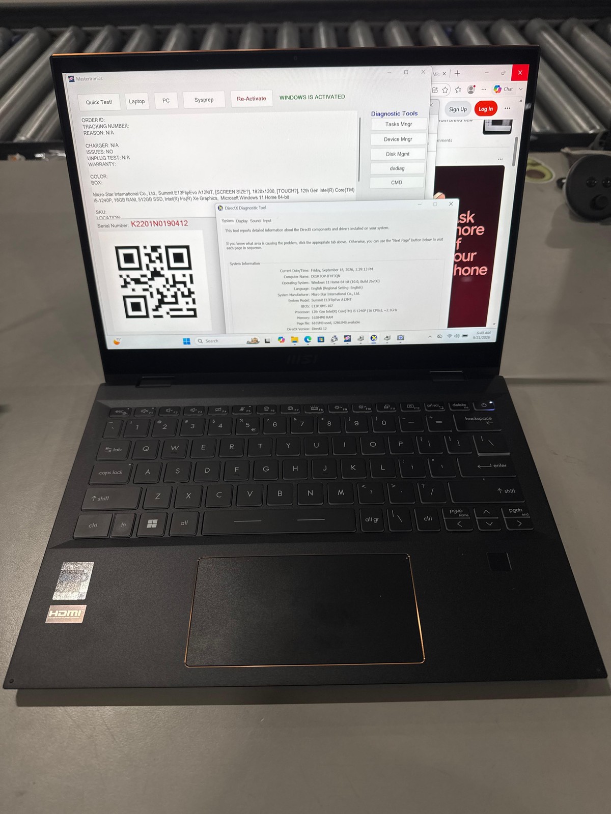 MSI SUMMIT E13FLIPEVO A12MT 13.4" TOUCH I5-1240P 16GB 512GB SSD - BLACK