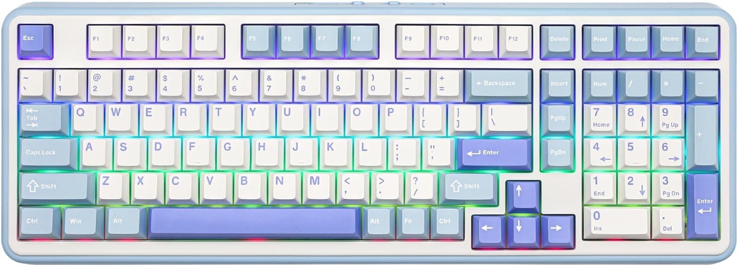 EPOMAKER TH99 Tri-Mode Wireless Mechanical Keyboard - White & Blue