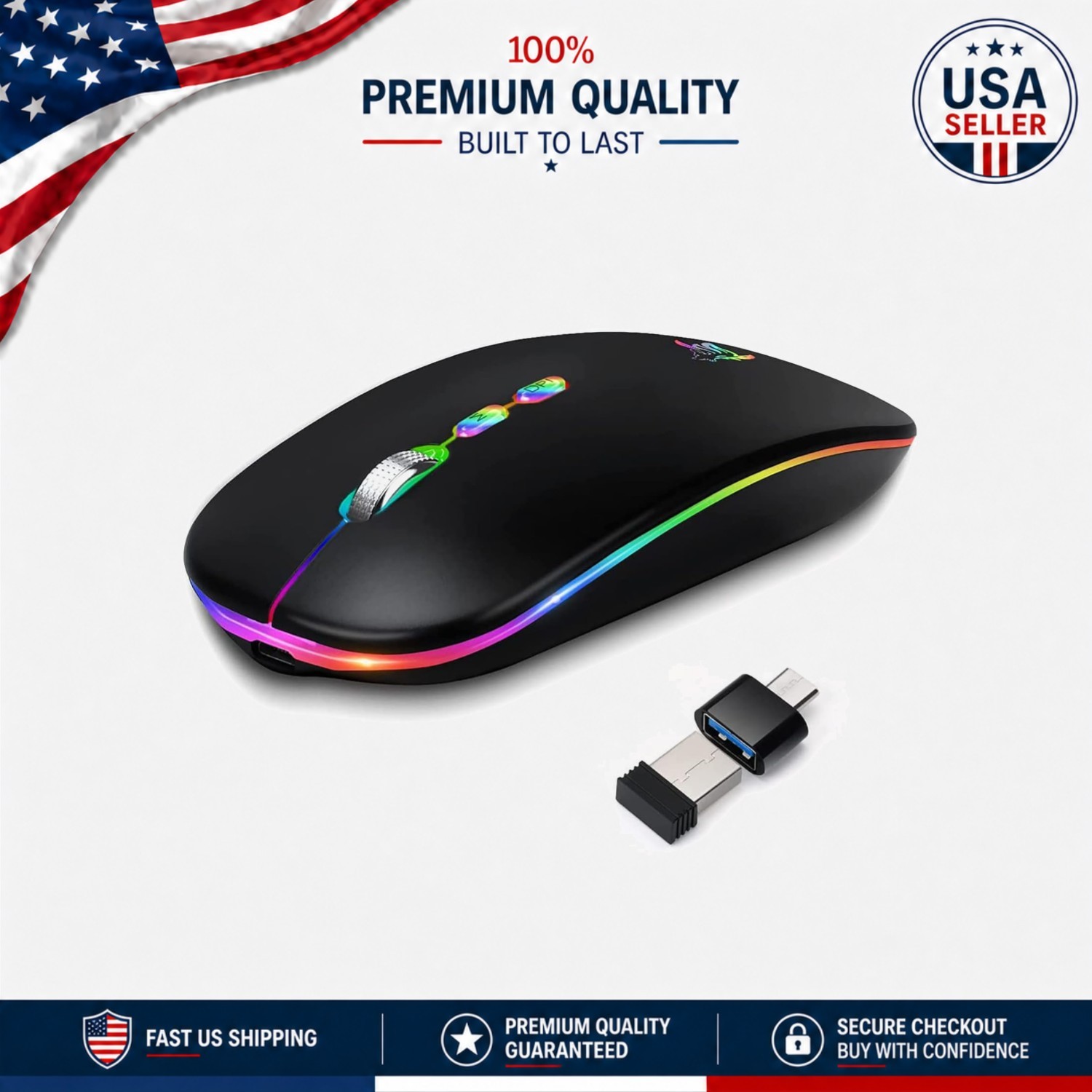 Sleek Slim LED Wireless Mouse: Rechargeable & Silent for Modern Professionals
