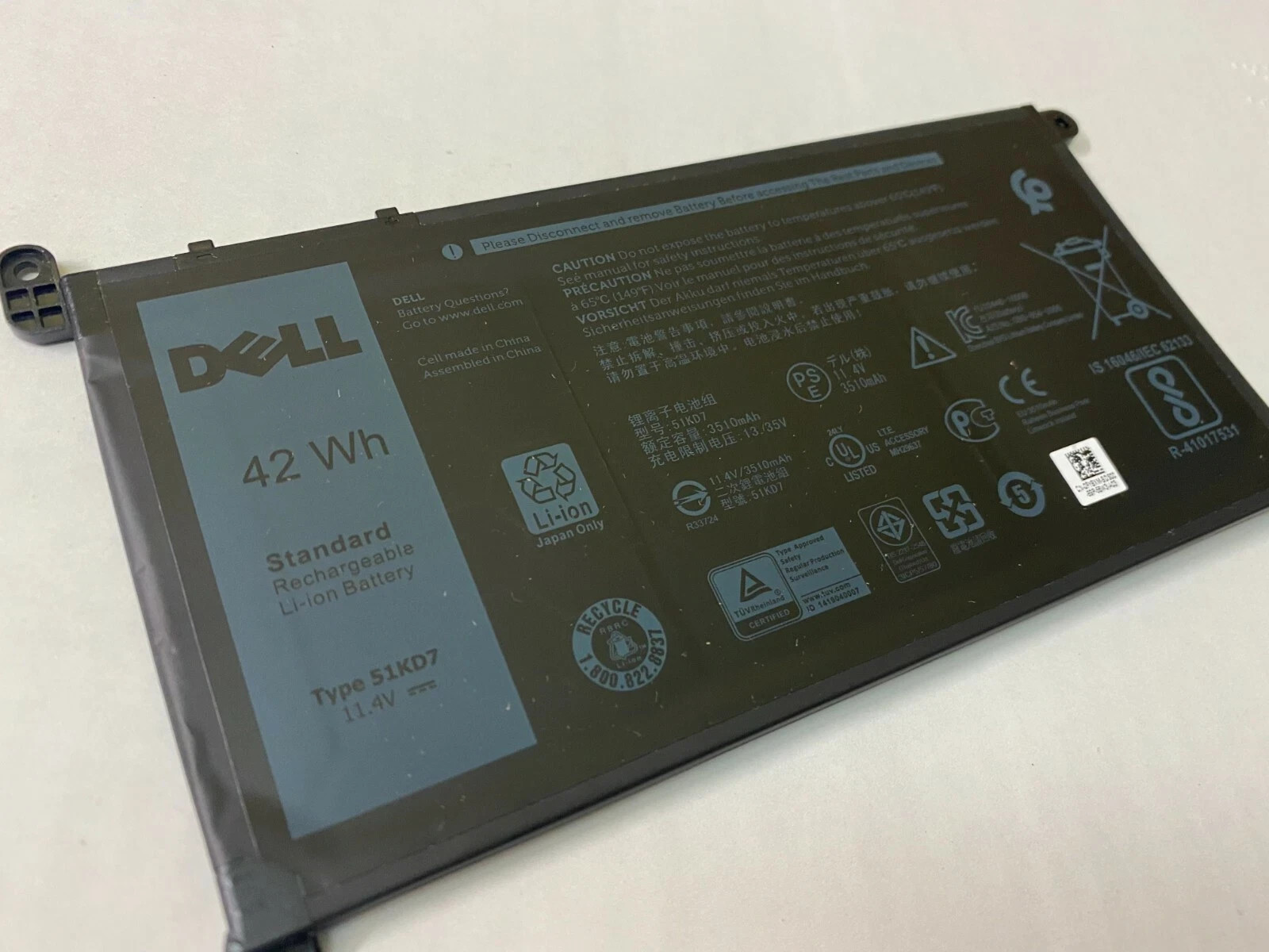 Genuine Dell Chromebook 3100 3180 3189 5190 3181 42wh Battery Y07HK FY8XM 51KD7