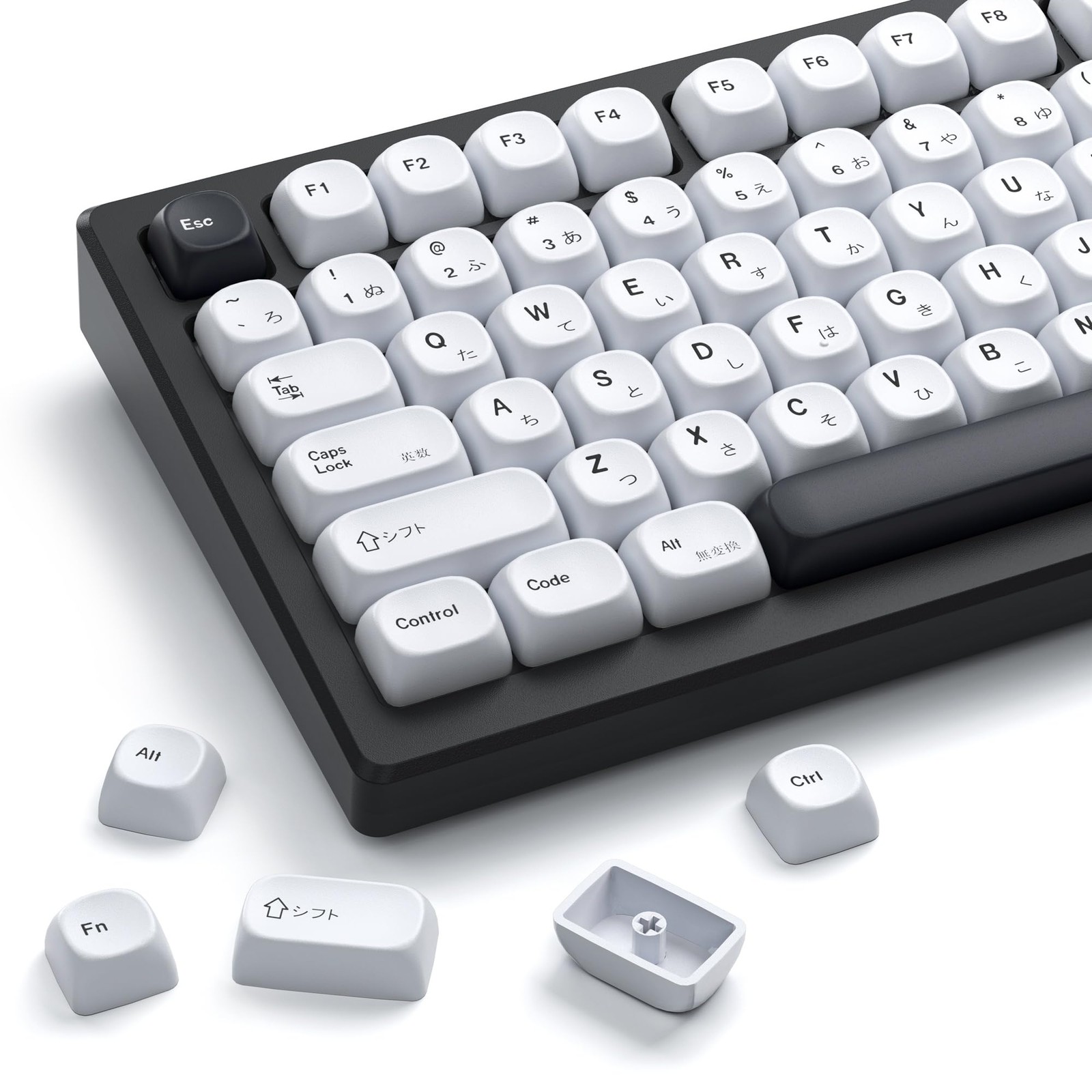 XVX PBT Keycaps - White Keycaps MOA Profile, Japanese Key caps 75 60 100 Perc...