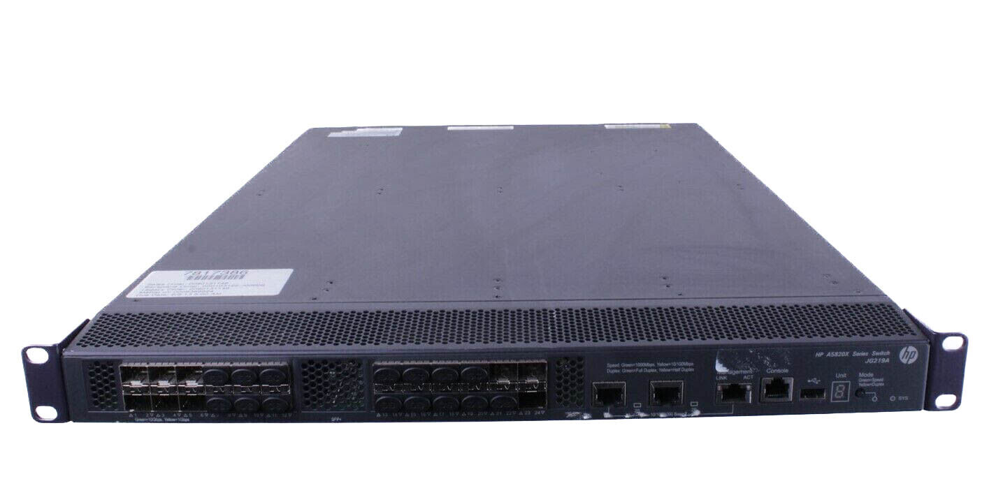 HP A5820X Series Switch JG219AR A5820AF-24XG 24-Port w/1x PSU and 1U Rackmount