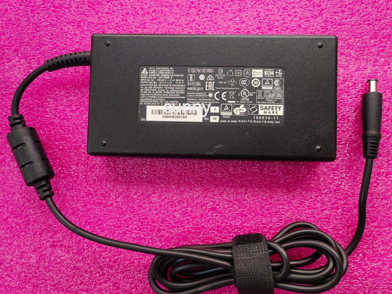 Delta 180W ADP-180WB B For ELO 24V 7.5A Tip 6.5mm pin series AIO Monitor Genuine