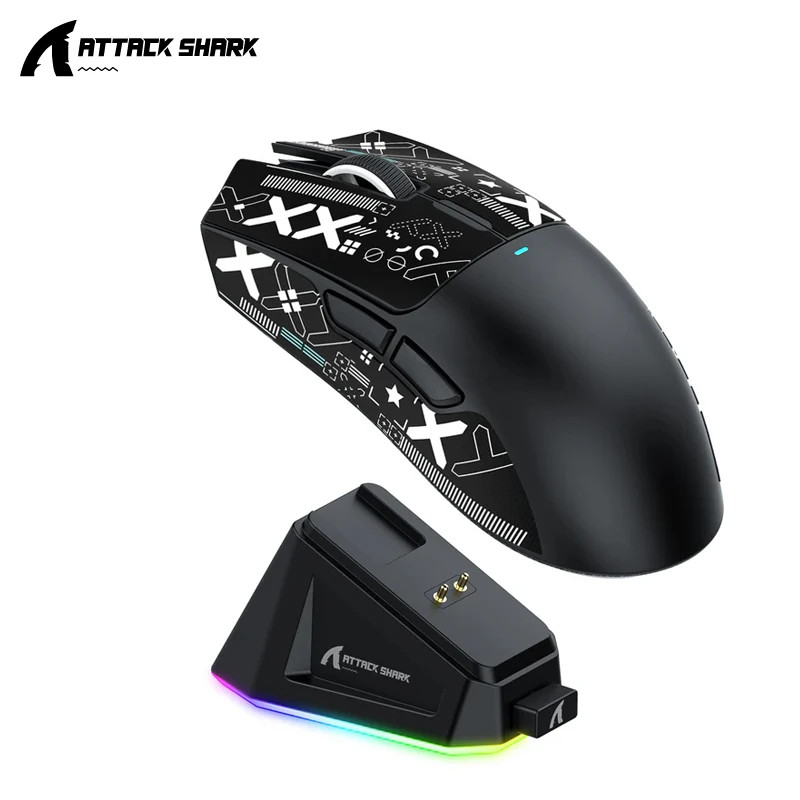 X11 Tri-Mode Gaming Mouse 2.4G BT Wired PAW3311 22K DPI RGB Charger Dock